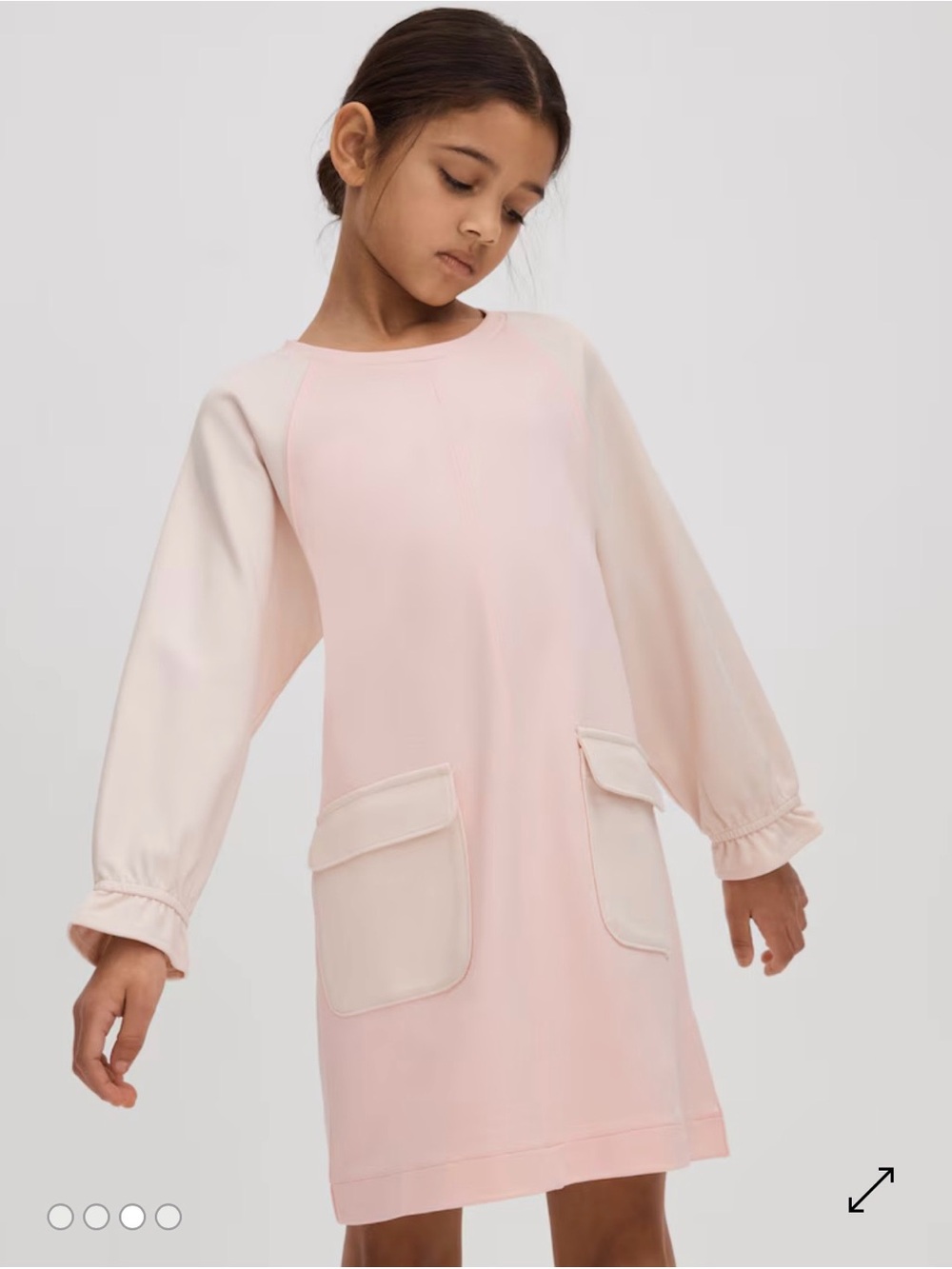 Reiss Pink and Cream Girls' Pocket-Front Formal Dress